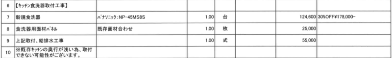 パナソニックのビルトイン食洗機「NP-45MS8S」の設置費用